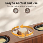 Vintage Wooden Speaker Wired bluetooth Soundbar with Four Units Surround Sound 2400mAh Battery Support U Disk TF Card AUX Playback FM Radio Desktop Subwoofer Speaker