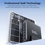 [GaN Tech] Toocki TCT240-33 240W 6-Port USB PD Charger with Smart Digital Display 2USB-A+4USB-C PD3.1 Fast Charging Desktop Charging Station EU Plug for iPhone 17 17Pro 16 Pro Max 15 14 for Xiaomi 17pro for Huawei Mate XTs