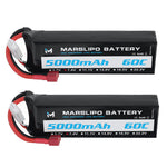 LinkMejor 7.4V 5000mAh 60C 2S Lipo Battery T Plug for RC Car