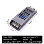 LinkMejor 12V 24V Transformer 100W LED Driver Power Supply Super Thin A/D Converter for LED Strip Light Bulb