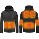 LinkMejor Unisex Heated Jacket - 7 Heating Zones, 3-Level Temperature Control, Windbreaker Thermal, High Neck Hooded Coat for Winter Outdoor Sport