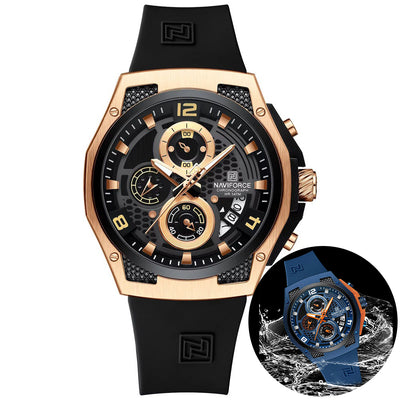LinkMejor Men's Luxury Quartz Watch Waterproof Silicone Strap High Quality Sport Wristwatch for Active Lifestyle