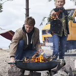 IPRee Outdoor Courtyard Round Brazier Portable Wood Stove 4-5 People Household Charcoal Heating Stove Portable Firepit Outdoor Yard Garden Picnic Campfire Grill Rack