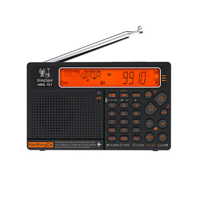 HanRongDa HRD-757 W3 Portable Multi Band Radio with LED Flashlight and SOS Alarm bluetooth Media Player Support TF Card APP Control Emergency Radios