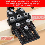 Dowel Jig Kit with Quick Positive Stop and Clamp Adjustable Doweling Jig for Drill 1/4 3/8 and 1/2 Inch Accurate Straight Dowel Holes Fit Any Thickness Wood Joints for Cabinet Furniture