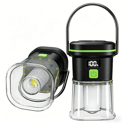 IPRee LY27 1500mAh LED Camping Lantern 350LM 7 Modes Type C Rechargeable Work Light with Digital Display Battery Indicator Waterproof Flashlight