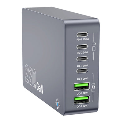 [GaN Tech]LinkMejor WT-F8A 220W 6-Port USB PD Charger 2USB-A+4USB-C PD3.0/2.0 QC4.0+ SCP FCP AFC Apple2.4A Fast Charging Desktop Charging Station EU Plug US Plug for iPhone 16 15Pro 14 13 12 Pro Max for Xiaomi 15pro for Huawei for Samsung Galaxy Z Flip6