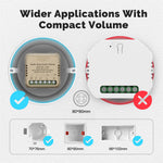 LinkMejor WM-104-M Tuya WiFi Matter Mini Smart Switch Module Relay Timer Home Automation App Remote Control Work with Alexa Google Assistant