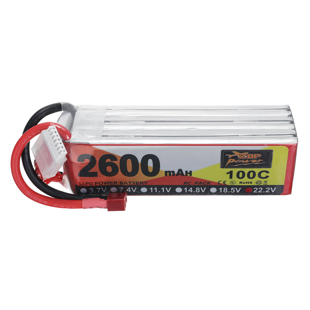 LinkMejor Power 22.2V 2600mAh 100C 6S LiPo Battery T Plug for RC Car