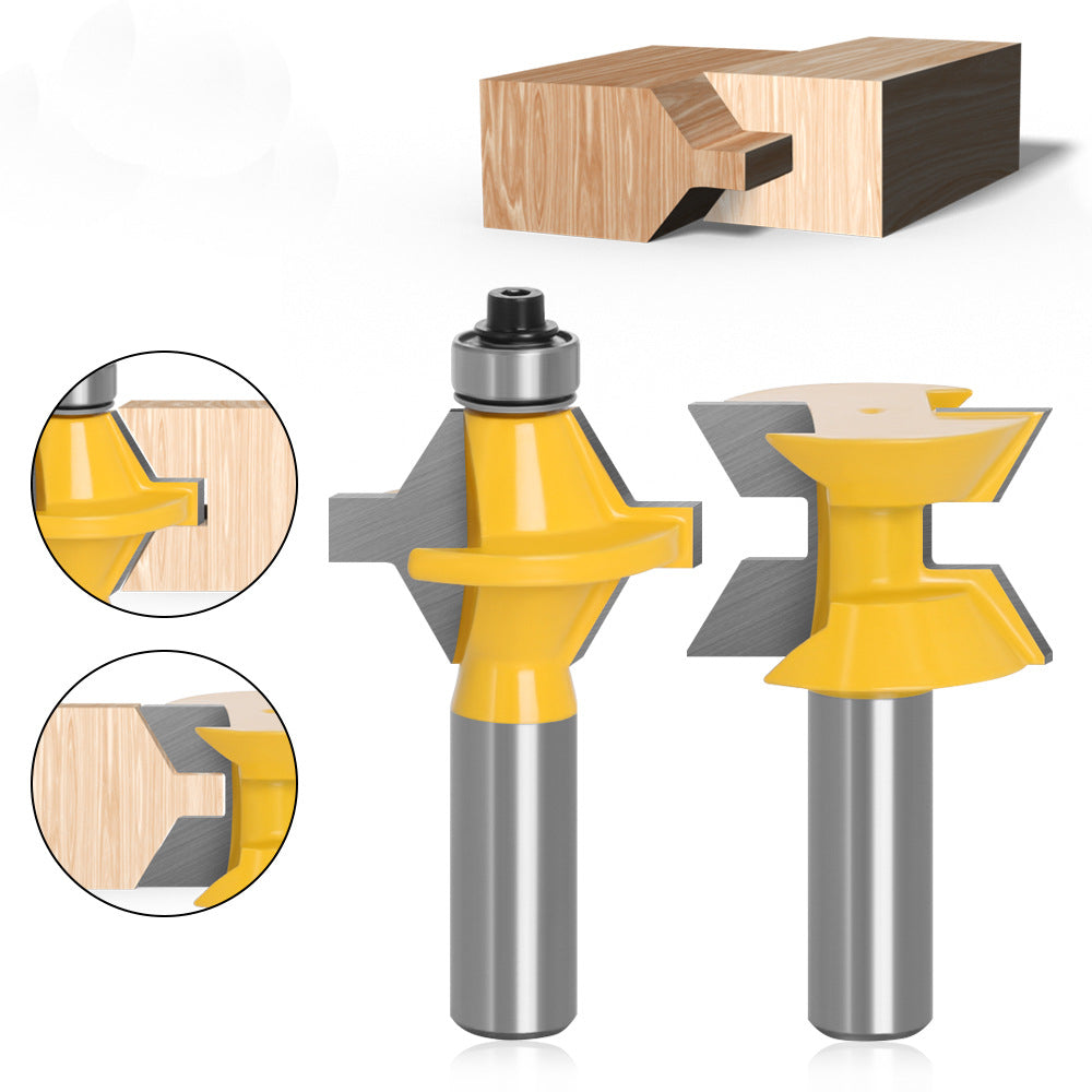 LinkMejor 120 Degree Lock Miter Router Bit 1/2 Inch 8mm 12mm Shank Tungsten Carbide Blades for Wood Slotting Tenoning Panel Joining