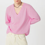 LinkMejor Men Fashion V-neck Long Sleeve T-shirt Comfy Loose Fit Solid Color Tshirt Top for Men Plus Size, Spring Fall