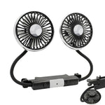 Dual Head Car Clip Fan With LED Light 360° Rotatable Car Cooler Fan Low Noise Cooling Fans Type C Car Electrical Fan
