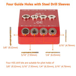 30 45 90 Degree Drill Guide Angle Drill Hole Guide Jig with 4 Sizes Drill Bits for Angled and Straight Hole Sturdy Aluminum Alloy Drilling Jig for Cable Railing Deck Stair Handrail