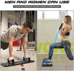 Bominfit Multifunctional Foldable Push-Up Stand with Resistance Band Anti-slip Handles Supports Up to 150kg Home Gym Fitness Board for Chest Back Shoulder Triceps