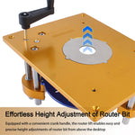 Woodworking Wood Router Lift System with Router Insert Plate for Carving and Trimming Adjustable DIY Workbench