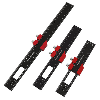 Woodworking T-Type Pocket Ruler Aluminum Slide Ruler 6.3in, 7.9in, 11.8in Precision Scribing Ruler Tools with Sliding Stops Inch and Metric