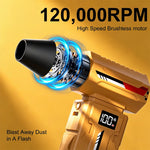 HFX-12 Violent Fan 120,000RPM 50m/s 5-Speed Brushless Turbo Fan 4000mAh x2 Type-C Rechargeable Dust Blower