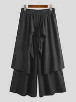 INCERUN Men Pant Elastic Black Irregular Design Skirt Pant Loose Fit Fashion Mens Streetwear Pants S-5XL