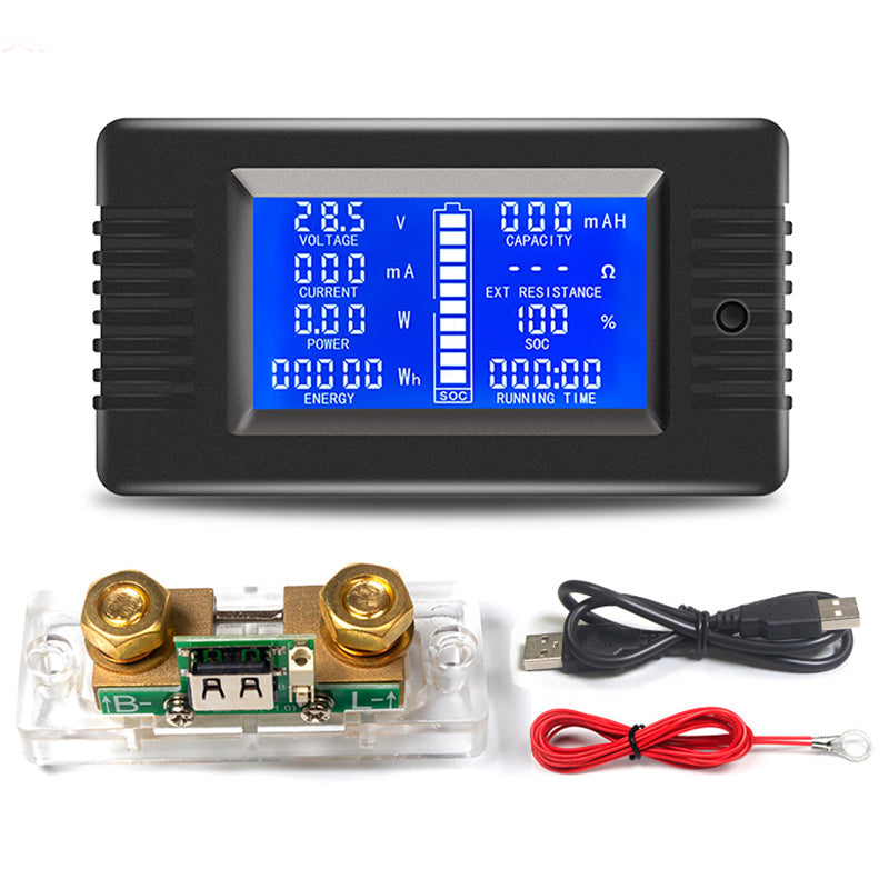 Peacefair PZEM-015 Car Battery Tester Multifunctional DC 120V Voltmeter Ammeter 100A-500A Capacity 0.5M USB Cable Resistance Voltmeter Monitor