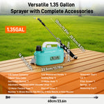 LinkMejor Electric Sprayer 1.35 Gallon 7.4V Battery Powered Garden Sprayer With 4 Nozzles 6 Spray Modes USB Type-C Charging