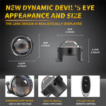LinkMejor Headlight with Dual Dynamic Devil Eye Design Multiple Modes for Cars Motorcycles Universal