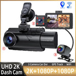 3 Channel Dash Cam Car Dash Camera With GPS WiFi IR Night Vision Camcorder