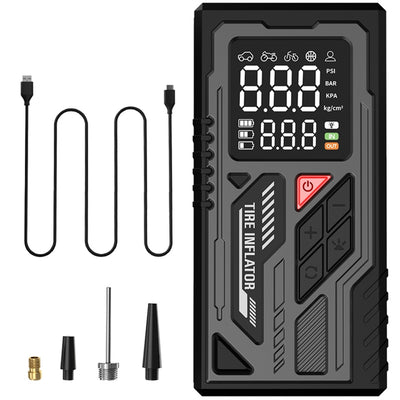 ATJ-026 Portable Wireless Tire Inflator 150 PSI Max 4000mAh Battery Fast Inflation Digital Display LED Light Type-C Charging Versatile Accessories Motorcycles Cars Bicycles Balls