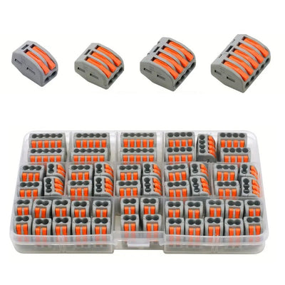 LinkMejor 55PCS PCT-212 213 214 215 Quick Wire Connectors Set Flame-Retardant 48V 8A Easy Installation Reusable Electrical Connectors for Solid Stranded Flexible Wires