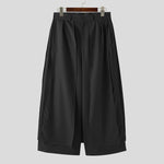LinkMejor Men Trendy Layered Skirt Pants Loose Fit Casual Comfortable Wide Leg Trousers with Side Pockets Plus Size