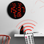 LinkMejor 10 Inch Digital Wall Clock With Remote Controller / Dual Alarm Clock / Calendar / Temperature / Humidity / Count Down for Home and Office