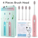 IPX7 Ultrasonic Electric Toothbrush 5 Modes USB Rechargeable Sonic Automatic Teeth Cleaner with 4 Brush Heads