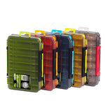 LinkMejor 12/14 Compartments Double Sided Fishing Tackle Box Y-slot Fishing Gear Organizer Fishing Tool Storage Case