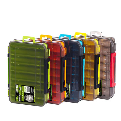 LinkMejor 12/14 Compartments Double Sided Fishing Tackle Box Y-slot Fishing Gear Organizer Fishing Tool Storage Case