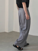 Men Expandable Waist Solid Color Casual Loose Fit Wide-leg Pants