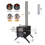 Xmund Winter Wood Burning Stove with 5 Chimneys Portable Camping Outdoor Fire Pit Black Stainless Steel Tent Stove for Cooking & Heating Campfire Cooking