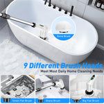 Tevorex 9-in-1 Multi-Function Electric Cleaning Brush Cordless Rotary Cleaning Brush Handheld Retractable Digital Cleaner for Bathroom, Tub, Tile, Floor, Car