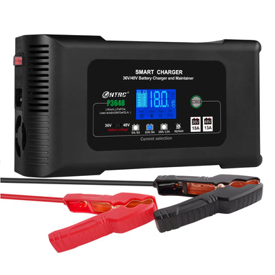 LinkMejor 36V/18A 48V/13A Car Battery Charger for Golf Cart EZGO TXT Club AGM LiFePO4 PB Lithium Lead Acid Battery Repair EU Plug P3648