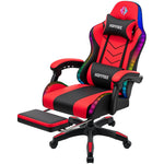 LinkMejor RGB Gaming Chair with Speakers Music Rhythm LED Lights Computer Chair with Massage Lumbar Surport 135°Recliner with Footrest Ergonomic Video Game Chairs for Adults
