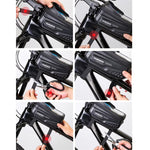 LinkMejor 1L Bicycle Bag Waterproof Bike Phone Holder Frame Front Tube Cycling Bag Phone Case Support for 4.7-6.8 Inch Touch Screen Smartphones