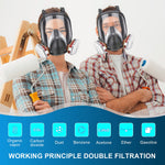 Dust Mask Reusable Full Face Respirator Mask Double Filtration Anti-Fog Organic Vapor Mask for Wooodworking Painting Welding Dust Protection