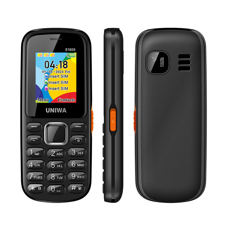 LinkMejor E1808 Mini 2G GSM 1.77-inch Three Cards Three Standby 800mAh FM Big Button Built-in Flashlight Mobile Phone for Senior Elder