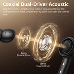QCY MeloBuds N60 ANC In-ear Earbuds Double Drivers bluetooth 6.0 Earphone -56dB Active Noise Cancelling 6-Mics Hi-Res Audio Sports Headphones