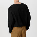 LinkMejor Men Fashion V-neck Long Sleeve T-shirt Comfy Loose Fit Solid Color Tshirt Top for Men Plus Size, Spring Fall