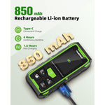 Huepar Dual Green Beam Laser Distance Meter Bidirectional Measuring Tool 393Ft 656Ft Rechargeable Backlit LCD 9 Modes Electronic Angle Sensor Accurate Measurement