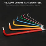 LinkMejor 7Pcs S2 Alloy Steel Portable Mini Bicycle Inner Hexagon Wrench Set 1.5/2/2.5/3/4/5/6mm Spanner Flat Ball Opening Colorful MTB Road Bike Repair Tool Kit