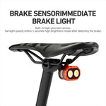 LinkMejor CY200 Smart Bike Brake Sensing Rear Light 600mAh Battery IPX6 Waterproof LED Charging Taillight Warning Back Light for Night Cycling