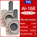 2Pcs AIRITON AI-168 Mini Walkie Talkie 5000mAh Rechargeable Battery Type-C Fast Charging FRS/PMR Long Range Portable Outdoor Communication Two-way Radio