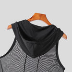 NCERUN Mens Tank Top Mesh Hooded See-Through Comfort Breathable Tanks