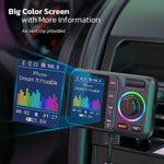 Car MP3 Bluetooth Player Large Screen Card USB Bluetooth FM Transmitter for Hand Free Driving Car Charger Compatible with  Voice Assistant