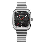 LinkMejor 36MM Large Dial Fashion Square Men's Quartz Watch Waterproof Luminous Calendar Clock Stainless Steel Business Casual Wristwatch
